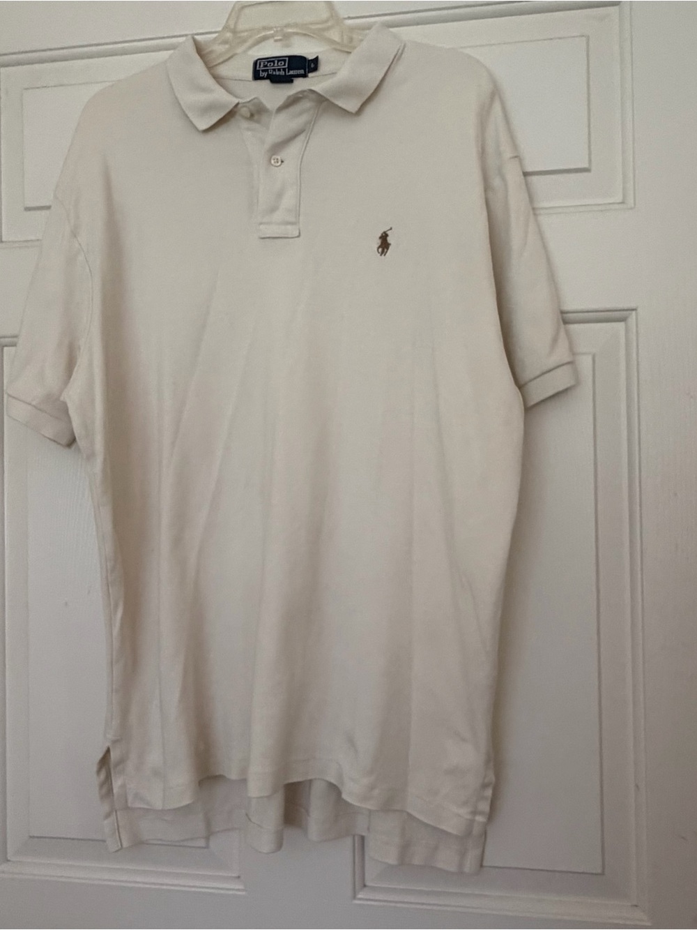 Polo by Ralph Lauren Men's Classic Off-White Cream Polo Shirt Size Large L Vtg